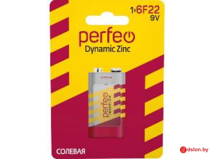 Эл.питания Perfeo 6F22  1BL Dynamic Zinc (20 шт/кор.)